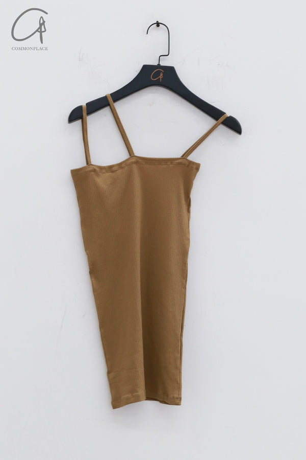 BASERANGE Ribbed Cotton Needle Tank Top TONI and TOTV Collection Made in Portugal BAS-TONI-RB-AU24-FCZ Emerald Brown